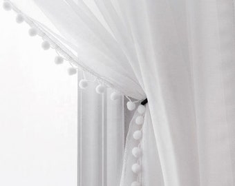 WHITE 48 54 72 81 90" Drop Slot Top Voile Panels Embroidered Net Curtain MILLY 