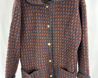 Vintage Icelandic Wool Cardigan XL Nordic Knit Sweater Mika Pure Virgin Wool