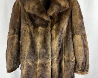 Vintage Real Fur Jacket Brown 80s Luxury Winter Coat Women M