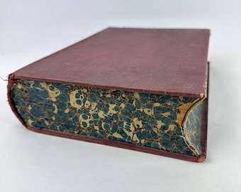 Antique Marbled Paper Slipcase – 19th Century Bookbinding Case, Library Decor