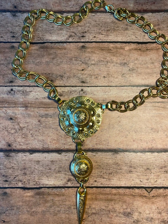 statement necklace, large victorian revival gold … - image 4