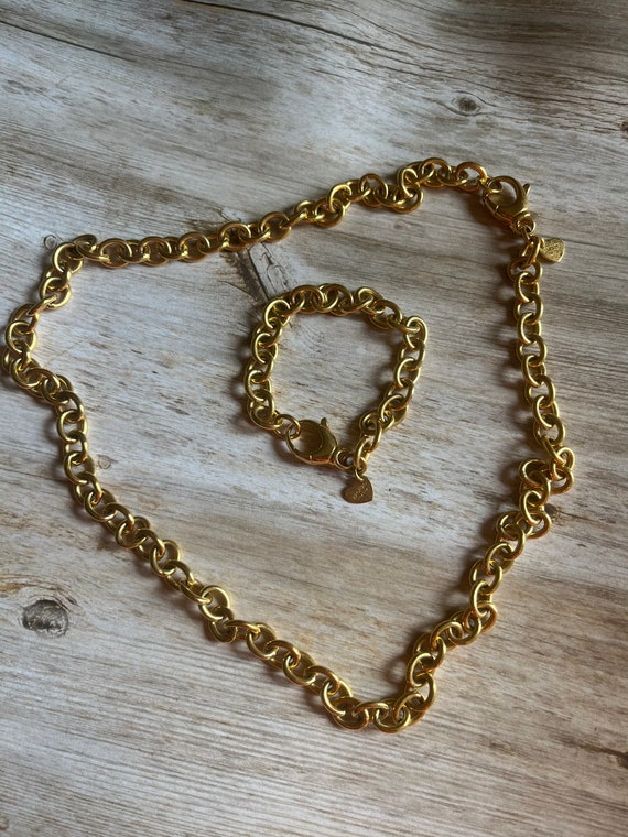 Vintage Signed Bronze Milor Italy Bronzo Italia Goldtone Necklace