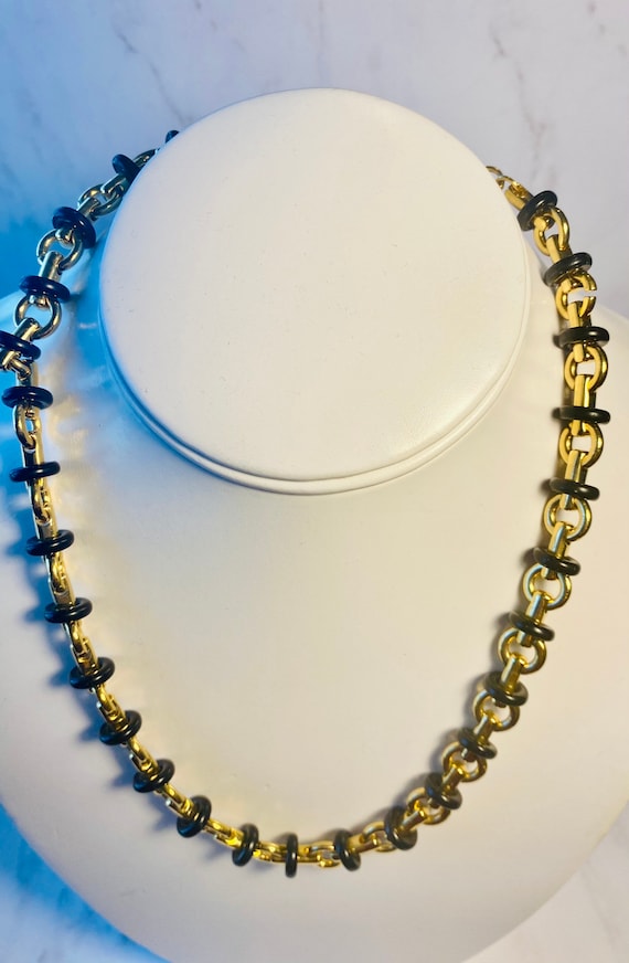 Chunky gold and black choker necklace, Monet Chain