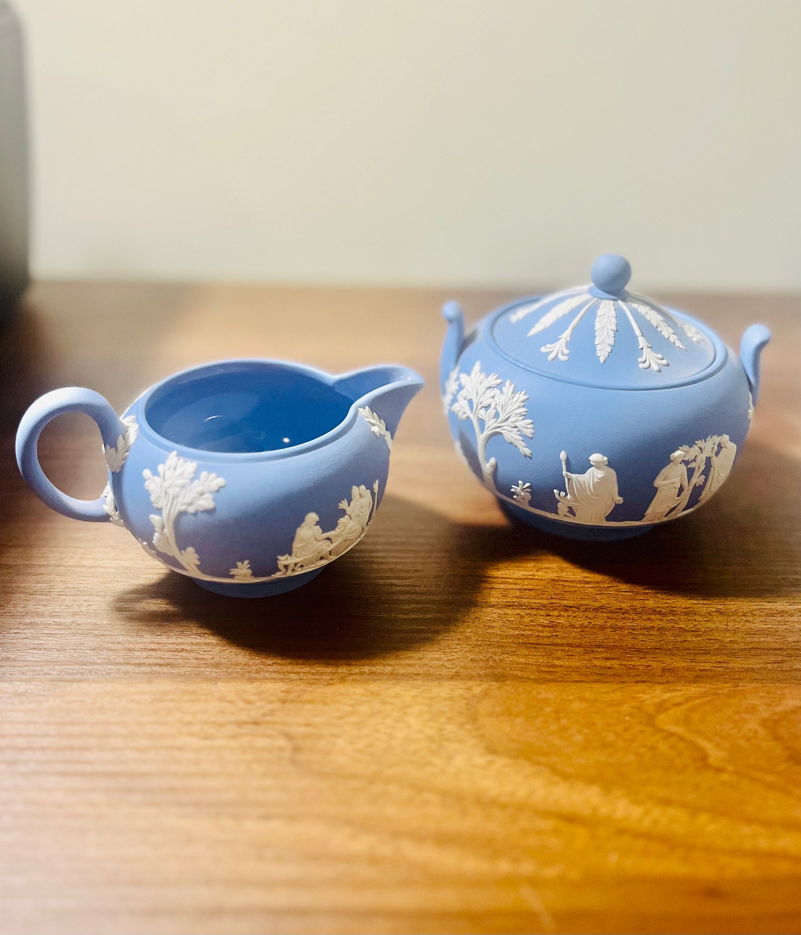 Wedgwood Creamer and Sugar Bowl Set Wedgwood Jasperware Etsy