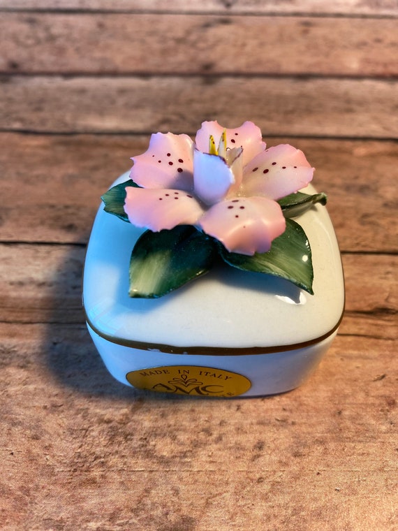 Capodimonte Ring Box, Vtg Capodimonte Porcelain F… - image 3