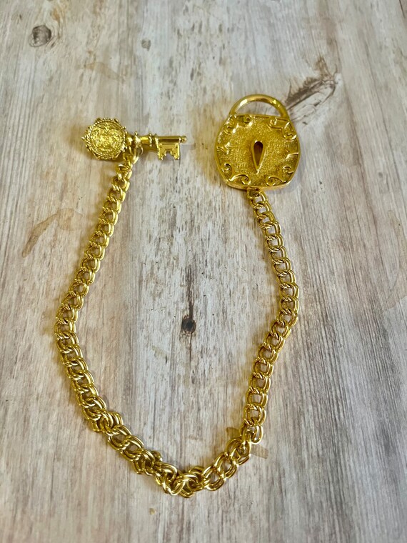 Victorian revival Lock and Key brooch marked Jeanne, … Gem