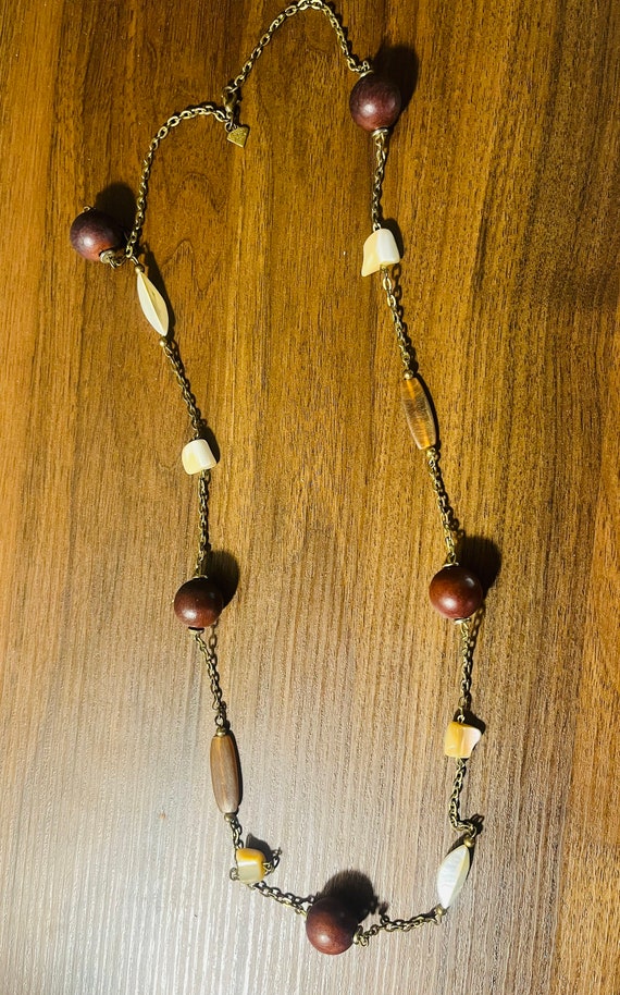 Carolee wooden beads and shell necklace, Carolee J