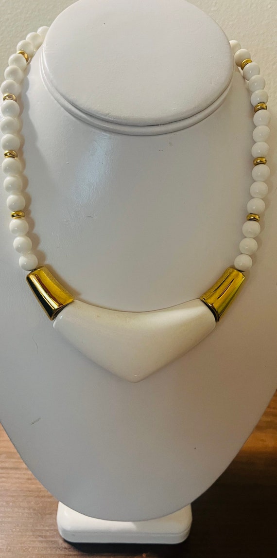 Napier White and Gold Tone Minimalist Necklace, N… - image 6
