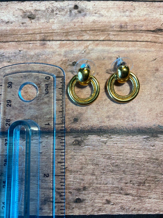 Vtg retro Monet Gold Tone Earrings, dual style ci… - image 5
