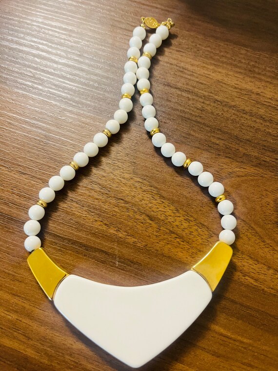 Napier White and Gold Tone Minimalist Necklace, N… - image 2