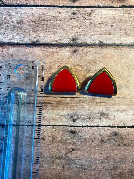 Red Enamel Earrings, Monet Red Enamel Earrings, M… - image 6