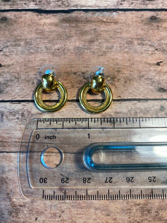 Vtg retro Monet Gold Tone Earrings, dual style ci… - image 4