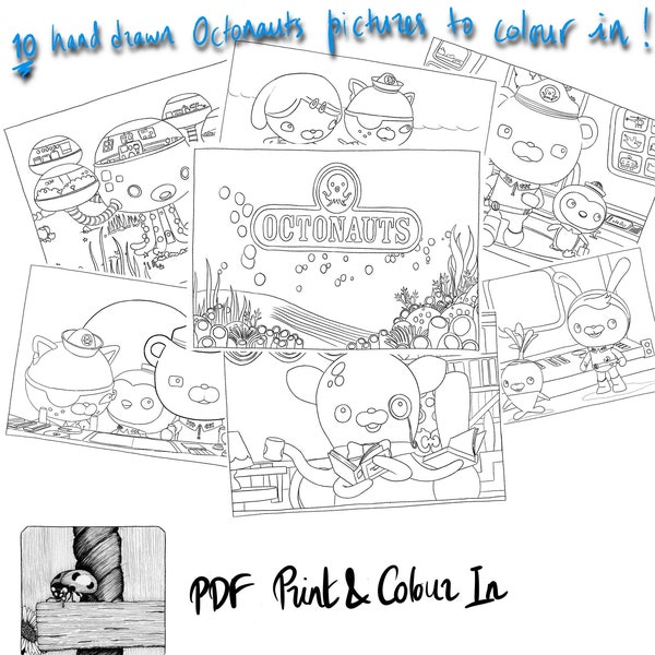 INSTANT DOWNLOAD - Hand drawn Octonauts illustrations for colouring in