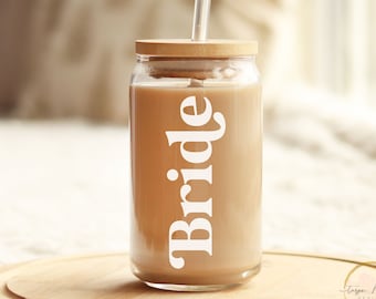 Future Mrs Engagement Bridal Shower Gift for Bride to Be   Bride Cup   Iced Coffee Glass Cup   Glass Cup with Straw   Bride  Engagement gift