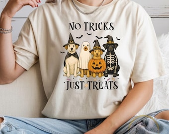 Sin trucos, solo dulces PNG Perro fantasma PNG Camiseta de Halloween PNG Perros de Halloween Sublimación Halloween PNG Amante de los perros Mamá de perro Camiseta PNG