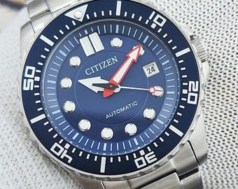 Citizen Urban Mecha NJ0121-89L Automatic Men's Watch - 43mm Blue Dial | Rotating Bezel | Diver Sports Style | Unused | No Box or Papers