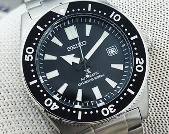 Custom Seiko Prospex Diver Style Mod Automatic Men's Watch - Black / Blue Dial - Japan 6R35 Movement - 03