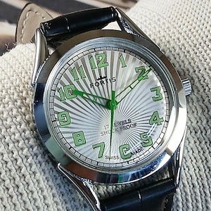 Vintage refurbished Fortis Swiss Made Hand Winding mechanical Mens Wrist watch silver dial stainless steel case gift for men for him -bx0605