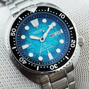 Custom Seiko Prospex Diver Style Mod Automatic Men's Watch - Blue Dial - Japan 4R36 Movement - 02