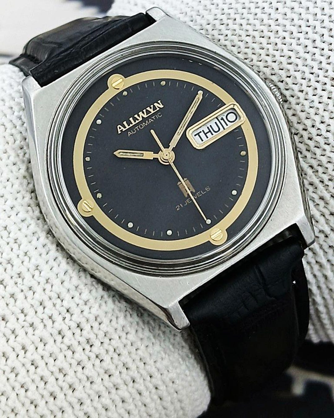 Vintage Refurbished Allwyn Automatic Indian Mens Wrist Watch 21J Day ...