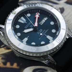 custom made Seiko PADI diver style MOD automatic mens wrist watch vintage japan 7S26 movement blue dial gift for men for him - 02 image 2