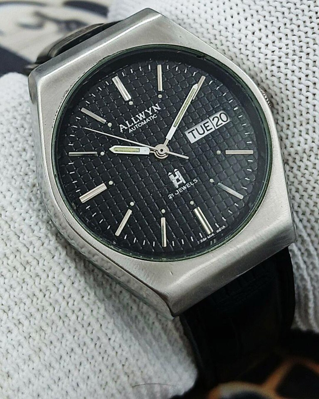 Vintage Refurbished Allwyn Automatic Indian Mens Wrist Watch 21J Day ...