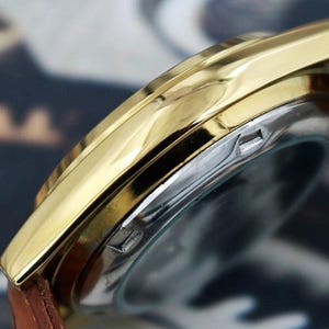 vintage refurbished Seiko 5 automatic japan mens wrist watch white roman dial exhibition back gold plated case gift for men for him 100-08 image 6