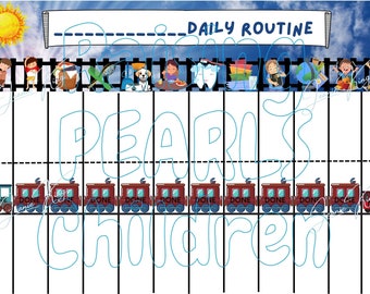 Kids Visual Schedule, choochoo TRAIN, Daily routine, Flip Chart, autism, hyperlexia, PDF, 8 1/2" x 11"