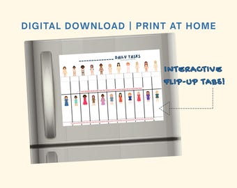 Interactive Routine Chart for Kids | Visual Daily Schedule, Self Care Tracker (Digital Download)