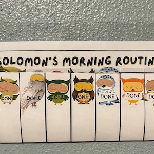 Kids Visual Schedule, OWLS, Flip Chart,autism,hyperlexia,PDF,8 1/2&quot; x 11&quot; ,write in, daily, dry erase