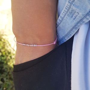 Baby Pink String Surfer Bracelet For Girls Baby Pink Thread Bracelet Kabbalah Bracelet Evil Eye String Bracelet Minimalist Jewelry Vegan