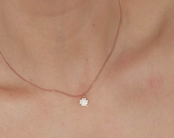 Rose Gold Four Leaf Clover Necklace Super Delicate Fine Necklace Lucky Minimalist Necklace Rose Gold Plated Sterling Silver Tiny Lucky Charm