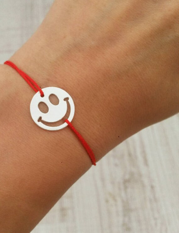 Smiley Face Bracelet Red String Bracelet Emoji Bracelet Emoji Etsy