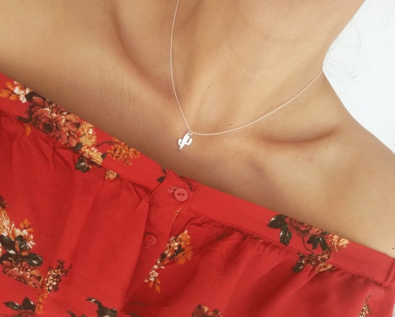 Tiny Silver Cactus Necklace Best Friend Gift Necklace Sister Gift