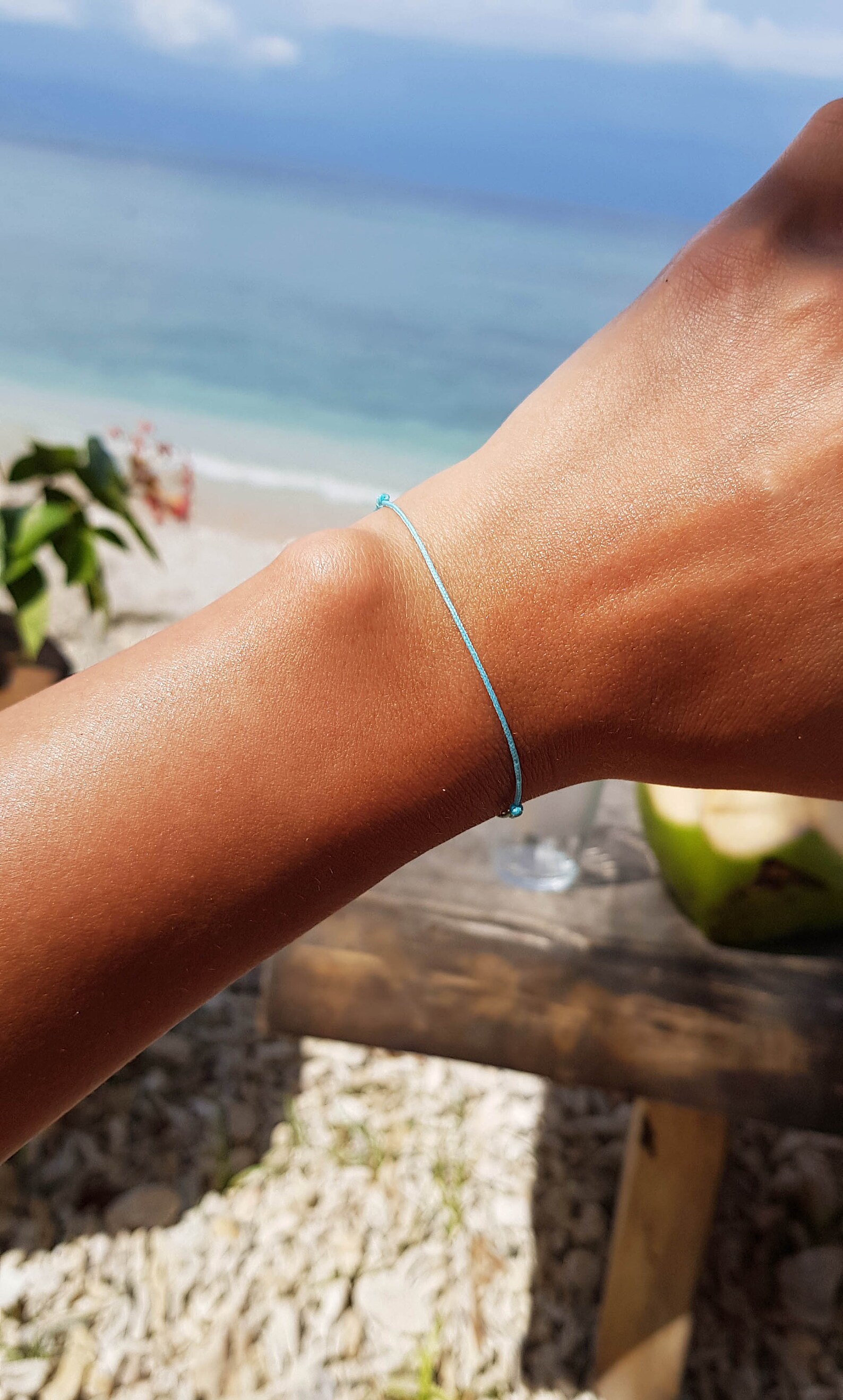 Baby Blue String Bracelet For Men Blue Thread Bracelet Etsy