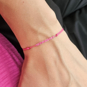 Men Fuchsia String With Beads Bracelet Beaded Bracelet Yoga Natural Earthy Jewelry Adjustable Pink Thread Surf Vegan Unisex Surfer Bracelet