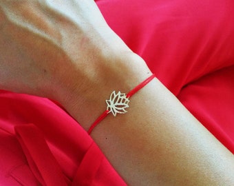 Lotus Bracelet Sterling Silver Minimalist Bracelet Protection Bracelet Rouge String Hommes Bracelet Fil Bracelet