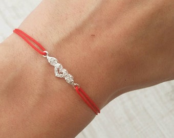 Heart With Wings Red String Bracelet Delicate Gift For Her Make a Wish Bracelet Mom Bracelet Silver Heart Wings Bracelet Crystal Heart