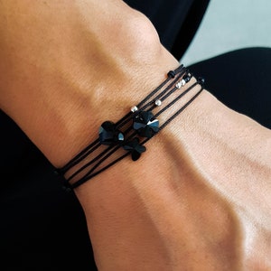 Pulsera de surfista de hilo negro para hombre Pulsera de plata de ley para hombre Pulsera de hilo negro para hombre Joyería de plata de ley para hombre Vegano Unisex imagen 5