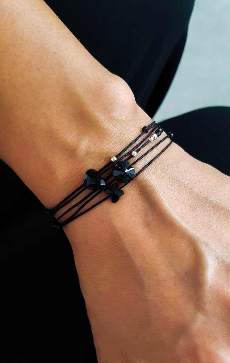 Pulsera de surfista de hilo negro para hombre Pulsera de plata de ley para hombre Pulsera de hilo negro para hombre Joyería de plata de ley para hombre Vegano Unisex imagen 5