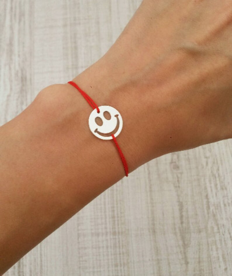 Smiley Face Bracelet Red String Bracelet Emoji Bracelet Emoji Etsy
