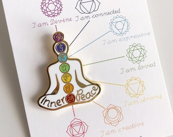 Die 7 Chakren Hard Enamel Pin / Heilung und Balance / Inner Peace Badge / Spiritueller Pin / Yoga Pin / Chakra Meditation (nur Schwarz)