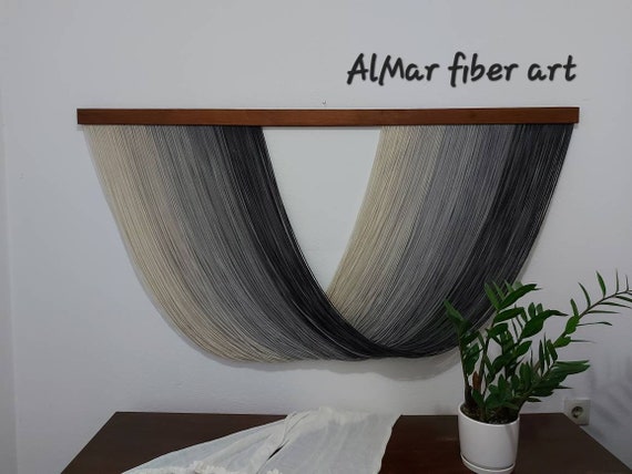 Large Dip Dyed Wall Hanging Decor Fiber Art Bohemian Decor Boho Tapestry Modern Fiber Art Wool Yarn Tapestry Etsy