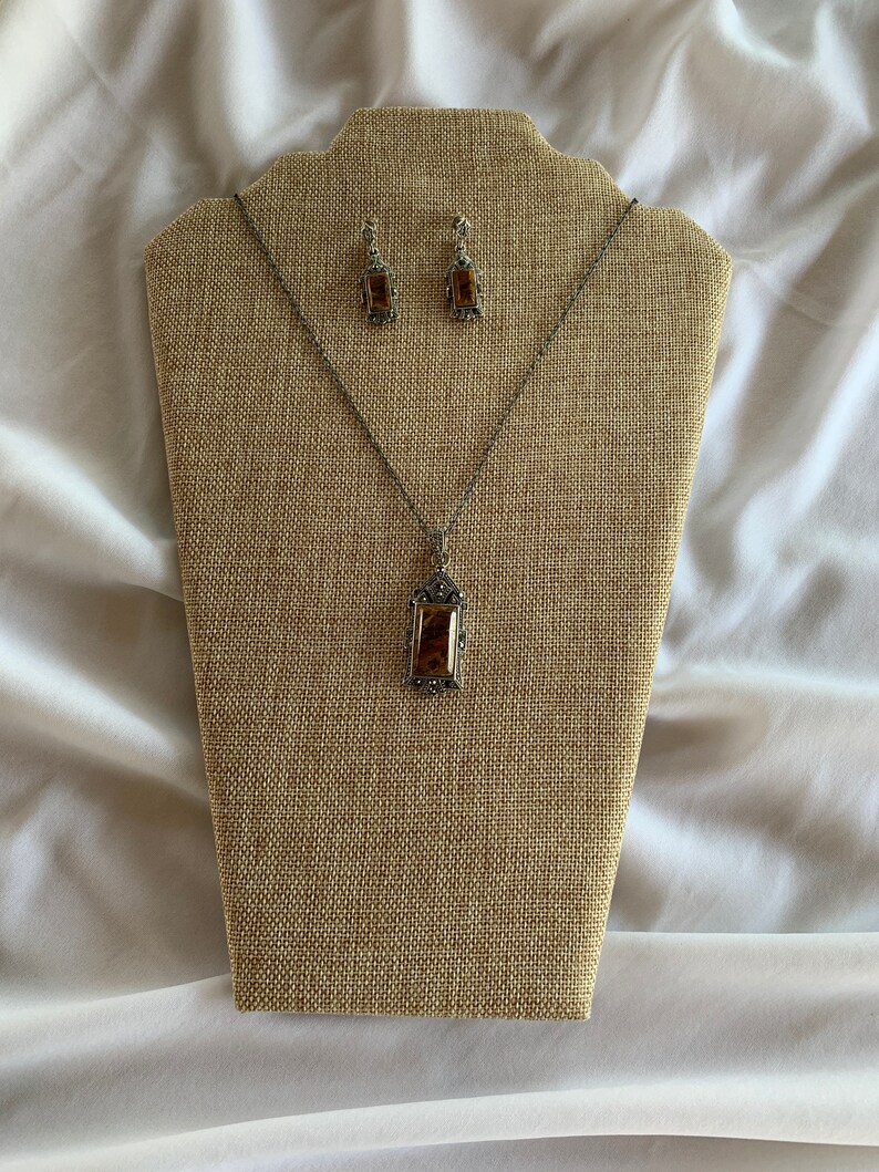 Vintage Style Brownstone necklace /& earring set
