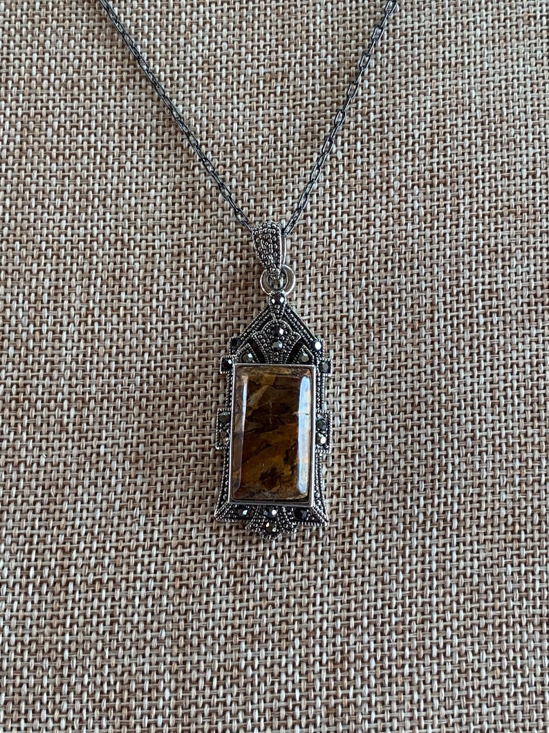 Vintage Style Brownstone necklace /& earring set