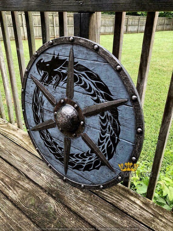 Medieval Ouroboros Battleworn Viking Shield 