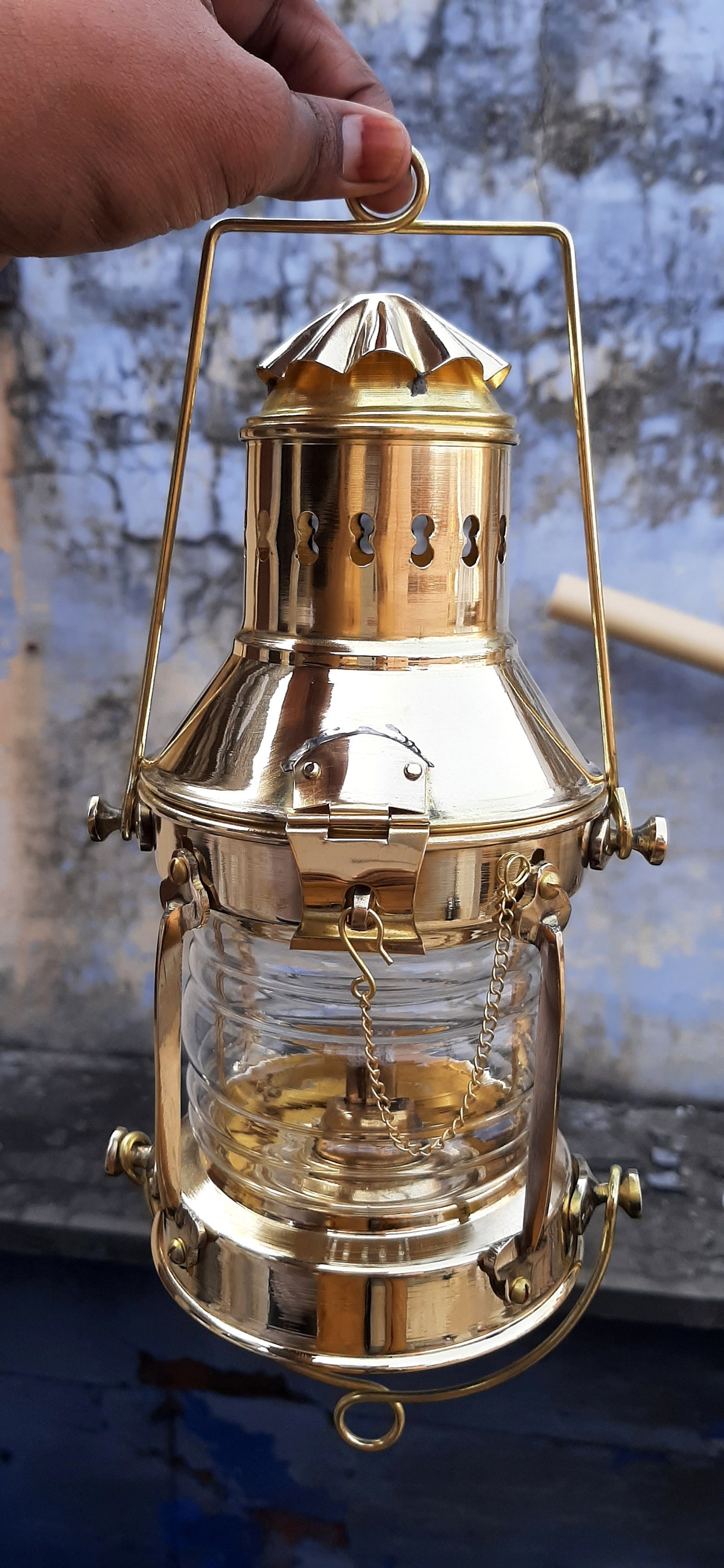 Vintage Brass Oil Lamp Ship Lantern Maritime Antique Boat Etsy