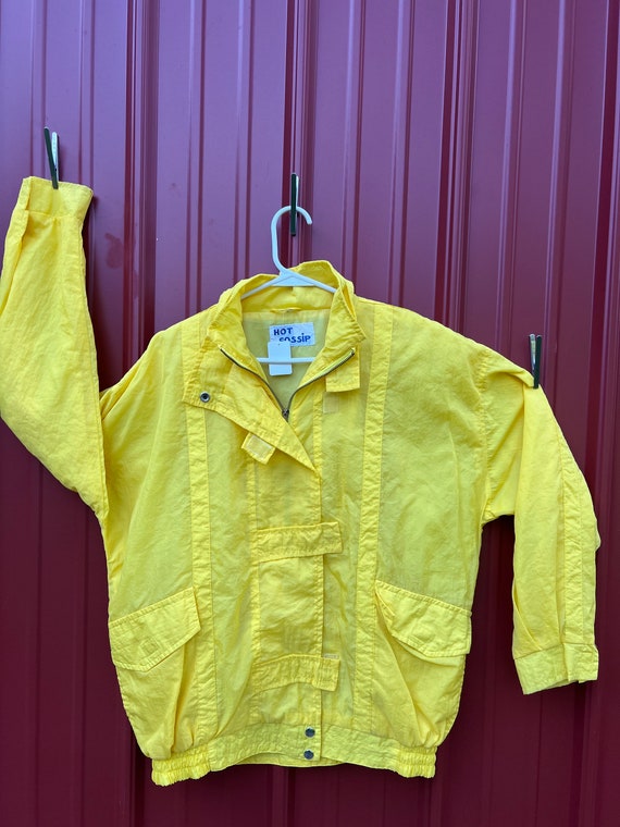 Vintage Bright Yellow 1990s Windbreaker Jacket // 