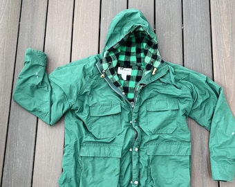 Vintage L.L. Bean Baxter State Parka Jacket – Men’s Large – Green with Buffalo Plaid Lining