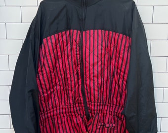 90s red and black striped vintage windbreaker jacket